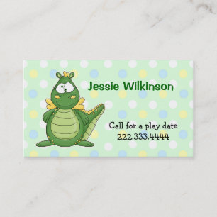 Carte D'appel Polka Dot & Cartoon Dragon Playdate Card