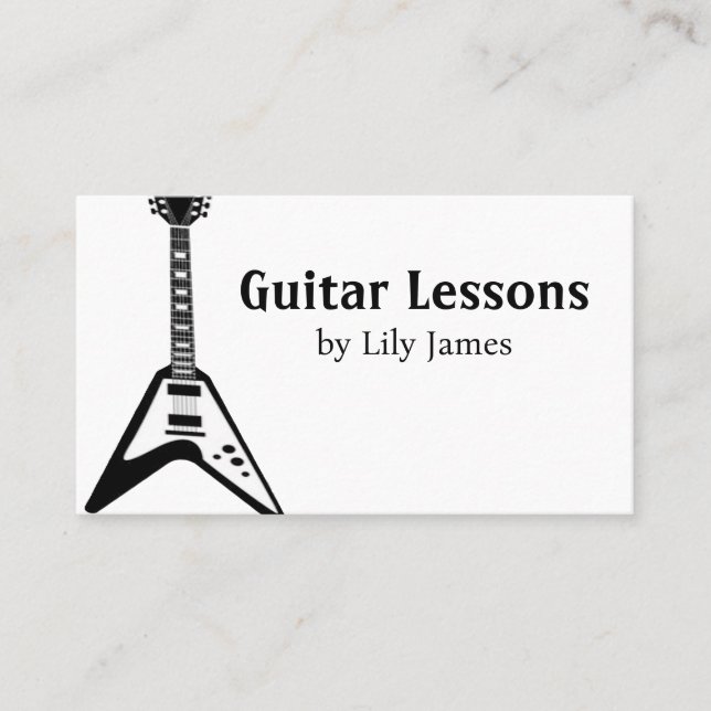 Carte D'appel Professeur de guitare | Leçons électriques et acou (Devant)