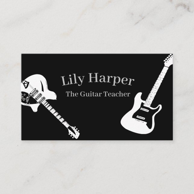 Carte D'appel Professeur de guitare | Leçons électriques et acou (Devant)