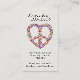 Carte D'appel Profil floral mignon/télécarte de signe de paix