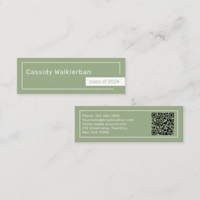 Carte D'appel QR Code Minimalist Graduate Graduate Name (Devant / Derrière)