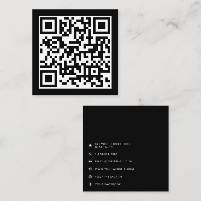 Carte D'appel QR Code Moderne minimaliste Entreprise (Devant / Derrière)