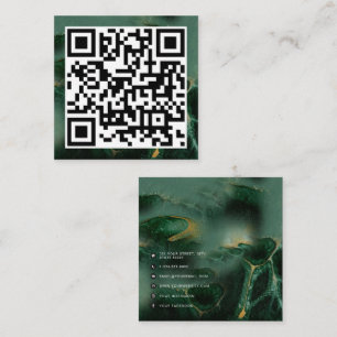 Carte D'appel QR Code Moderne Minimaliste Entreprise Vert Marbre
