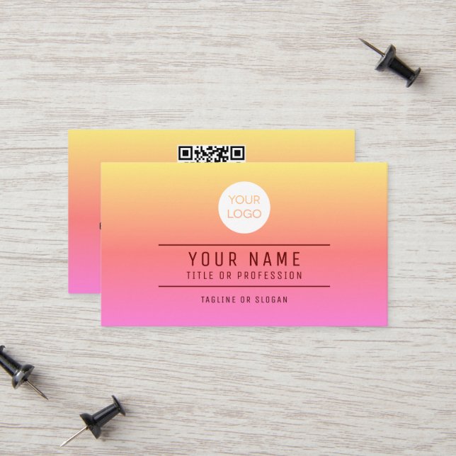 Carte D'appel QR Code Sunrise Colors Nom Logo professionnel (Devant/Arrière en situation)