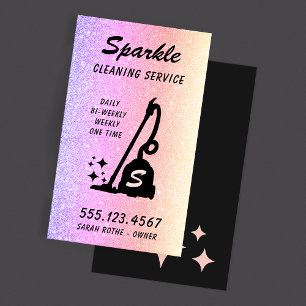 Carte D'appel Rainbow Glitter Cleaning Service Housekeeper