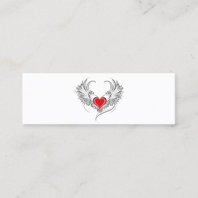 Carte D'appel Red Angel Coeur avec ailes (Devant)