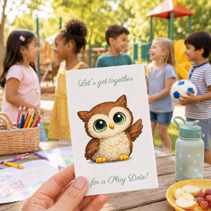 Carte D'appel Rendez-vous de jeu avec une chouette mignonne