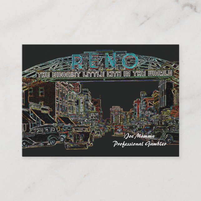 Carte D'appel Reno Nevada Professional Gambler ou toute professi (Devant)