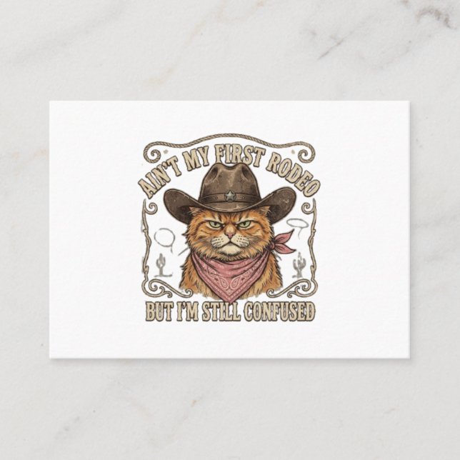 Carte D'appel Rodéo de Chat Cowboy Dégarni (Devant)