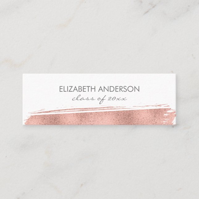 Carte D'appel Rose Gold Brushstroke Graduation Nom Insérer une c (Devant)
