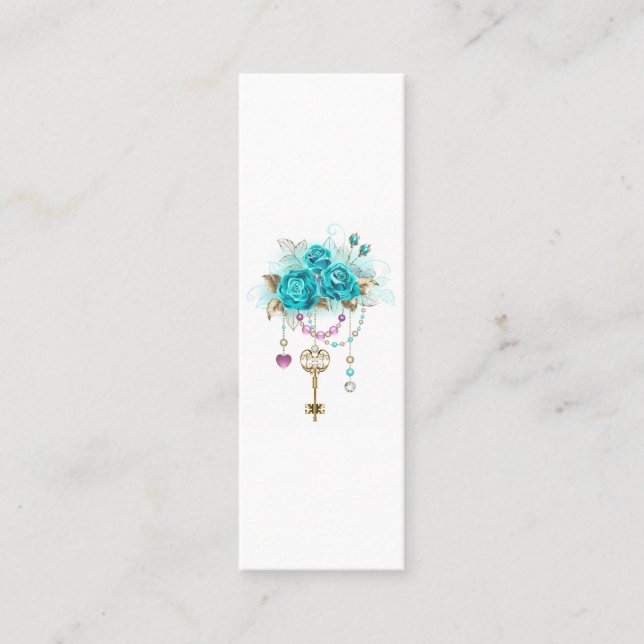 Carte D'appel Roses turquoise avec touches (Devant)