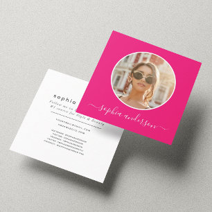 Carte D'appel Script Modern Chic Photo Hot Pink Social Media