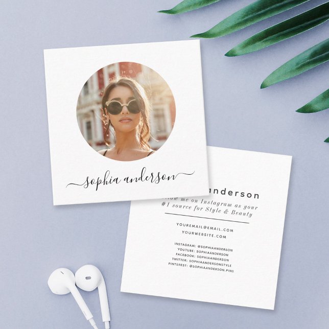 Carte D'appel Script Modern Minimal Simple Photo Médias sociaux (Créateur téléchargé)
