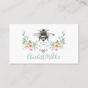 Carte D'appel Signature de script Personnalisé Bee Floral