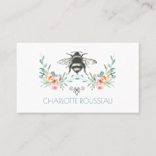 Carte D'appel Signature de script Personnalisé Bee Floral