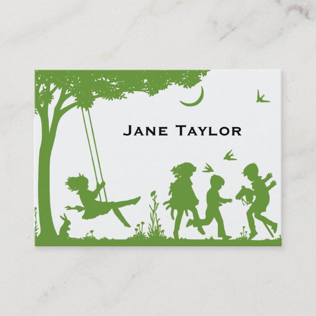 Carte D'appel Silhouette personnalisée d'enfants  (Devant)