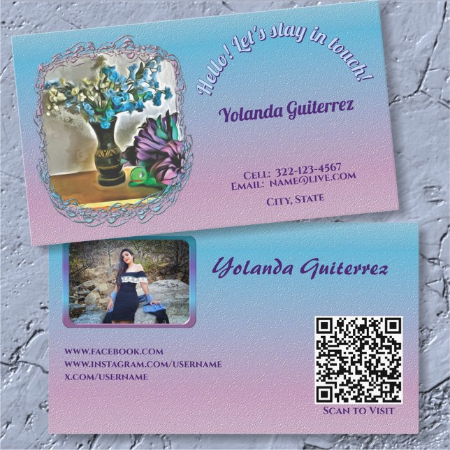 Carte D'appel Silk and Corn Husk Flowers 2190 QR Calling Card (Créateur téléchargé)