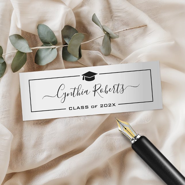 Carte D'appel Simple Graduation de script Silver Metallic Look (Créateur téléchargé)
