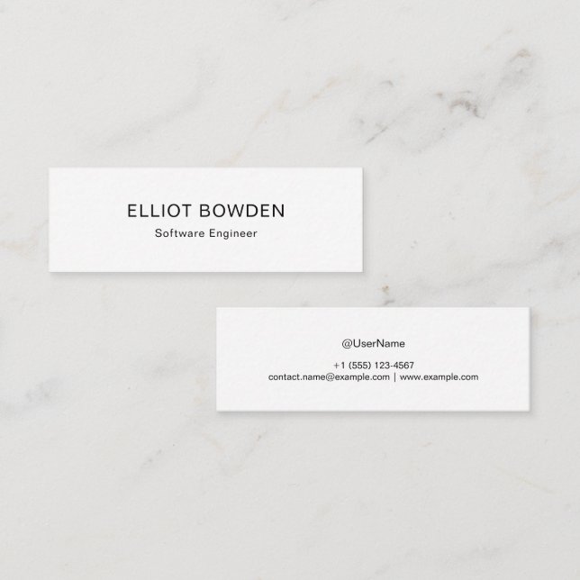 Carte D'appel Sleek Simple Design Personalized Calling Card (Devant / Derrière)