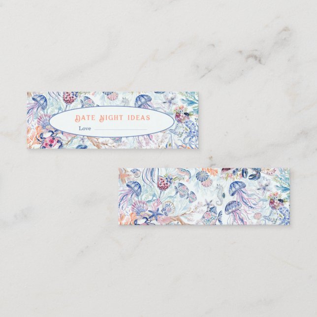 Carte D'appel Soirée de mariage coquillage nuit de date (Devant / Derrière)