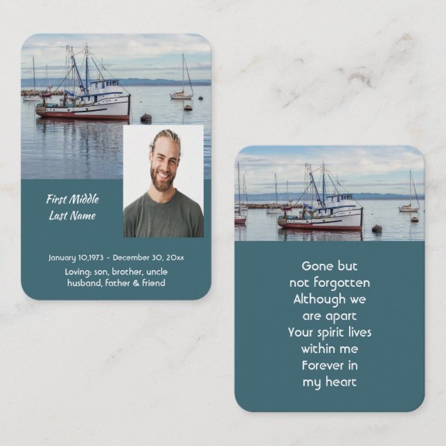 Carte D'appel Souvenir commémoratif pêcheur commercial (Devant / Derrière)