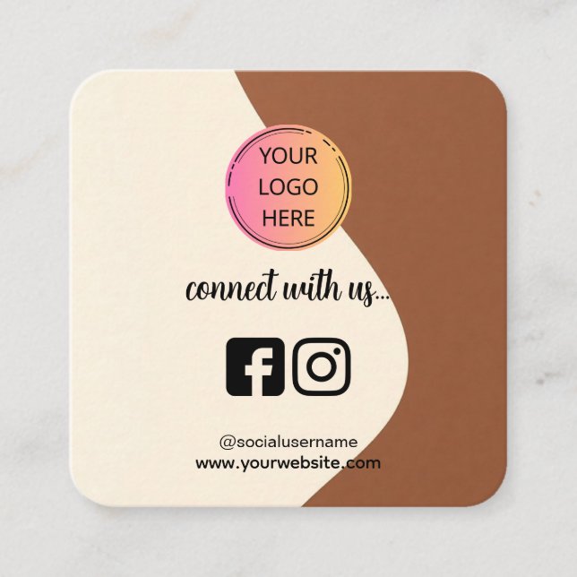 Carte D'appel Square Business Card – Coffee Tone QR Design (Devant)