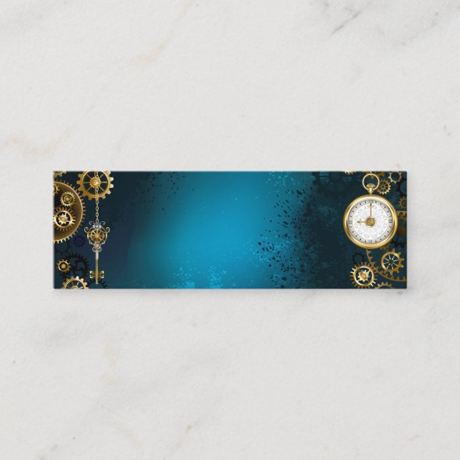 Carte D'appel Steampunk Arrière - plan turquoise avec Gears (Devant)