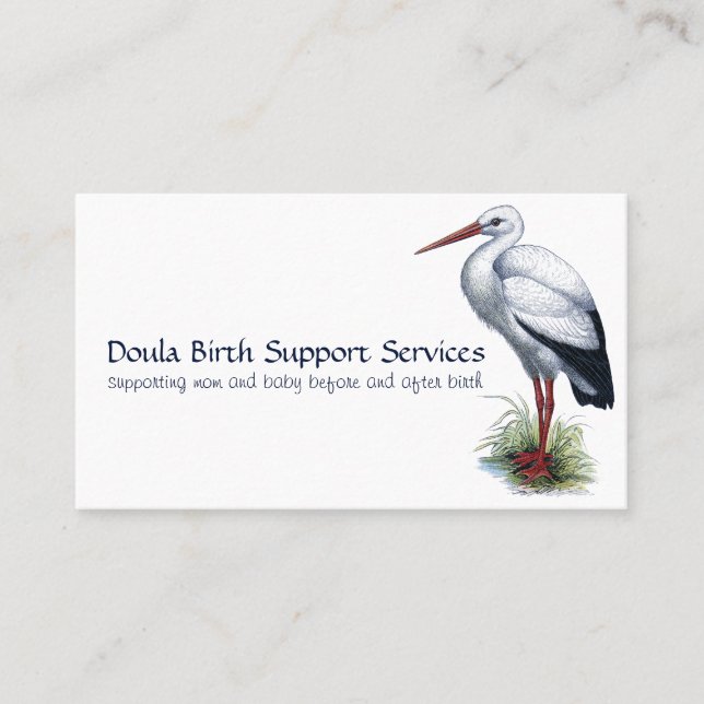 Carte D'appel Stork Midwoman Ou Doula Birth Support Services (Devant)