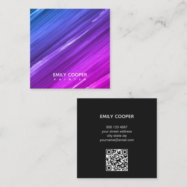 Carte D'appel Studio Artiste Peintre Moderne (Devant / Derrière)