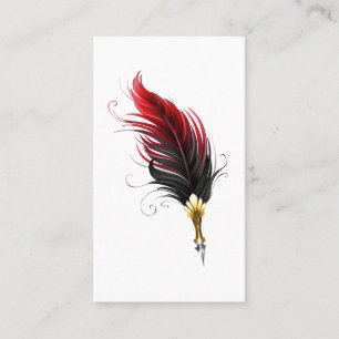 Carte D'appel Stylo rouge en plumes avec nib or