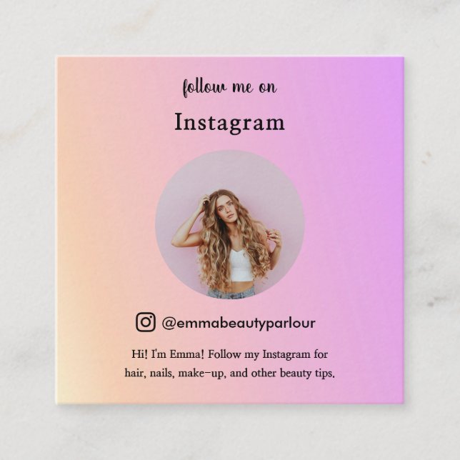 Carte D'appel suivez-moi Instagram affaires/tendance personnelle (Devant)