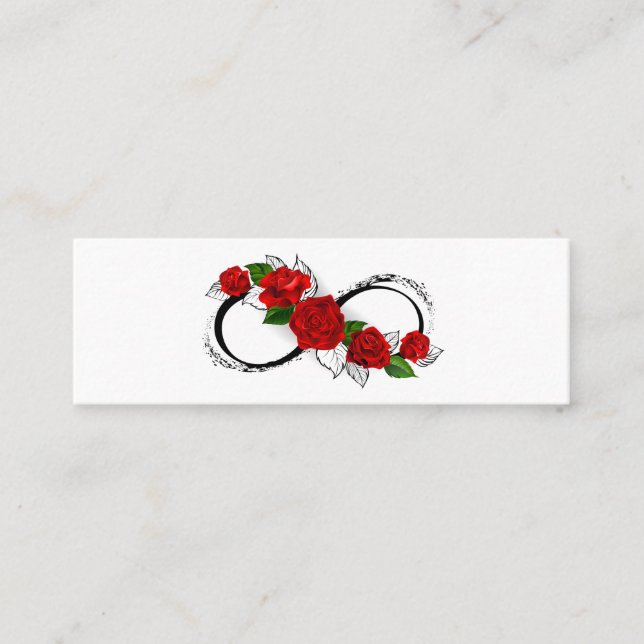 Carte D'appel Symbole d'infini avec les roses rouges (Devant)