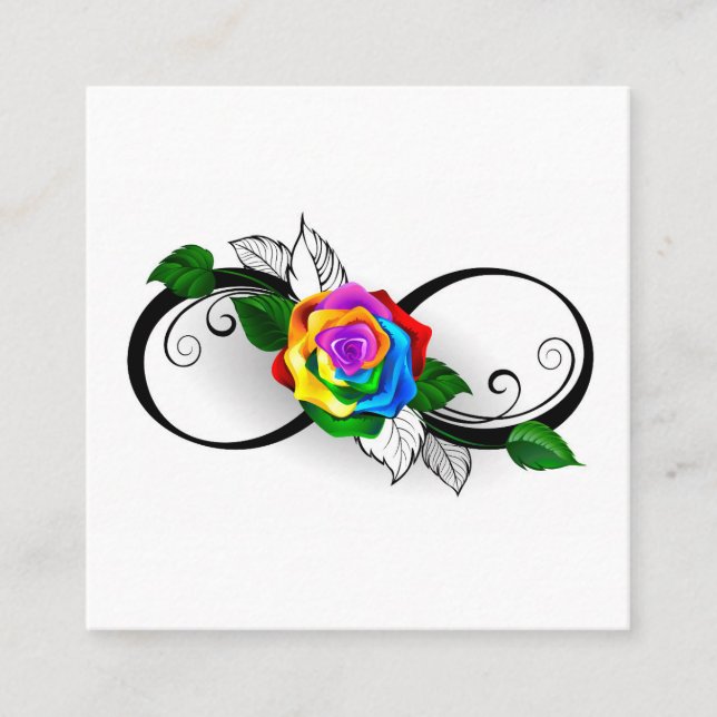 Carte D'appel Symbole d'infini avec Rose arc-en-ciel (Devant)