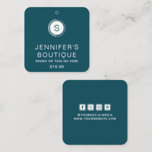 Carte D'appel Tags de vêtements Petite entreprise Cyan Blanc
