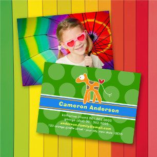 Carte D'appel Télécarte de profil de photo d'enfant de girafe 