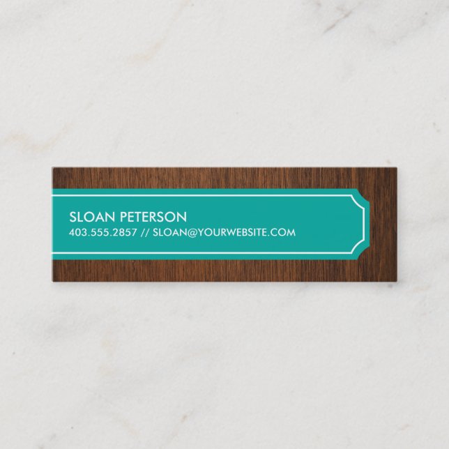 Carte D'appel Télécarte turquoise en bois (Devant)