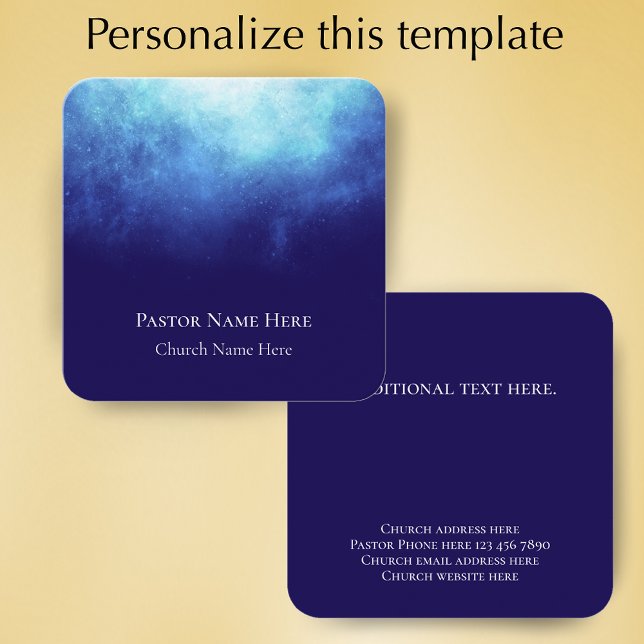 Carte D'appel Texte personnalisé Christian Church Pastor Personn (Personalize this modern blue nebula business card. 
)