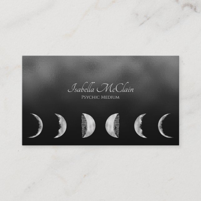 Carte D'appel Texture de la lune d'huile noire et d'argent Moon  (Devant)