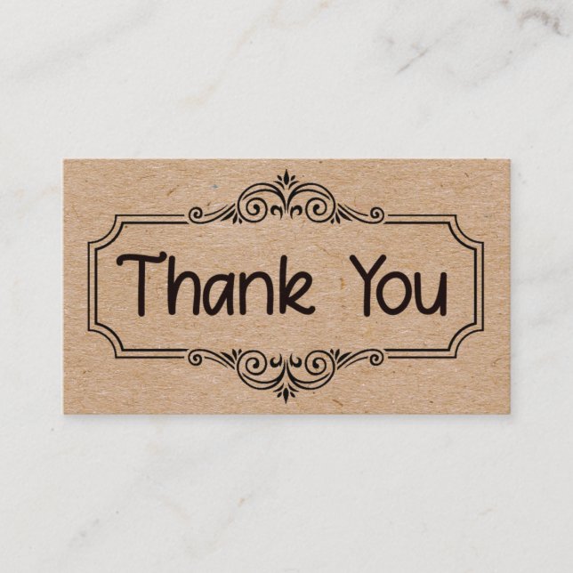 Carte D'appel Thank You Business Cards with Kraft color (Devant)