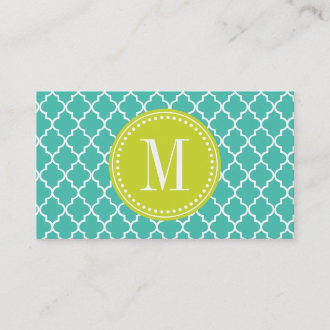 Carte D'appel Trellis marocain de tuiles de turquoise (Devant)