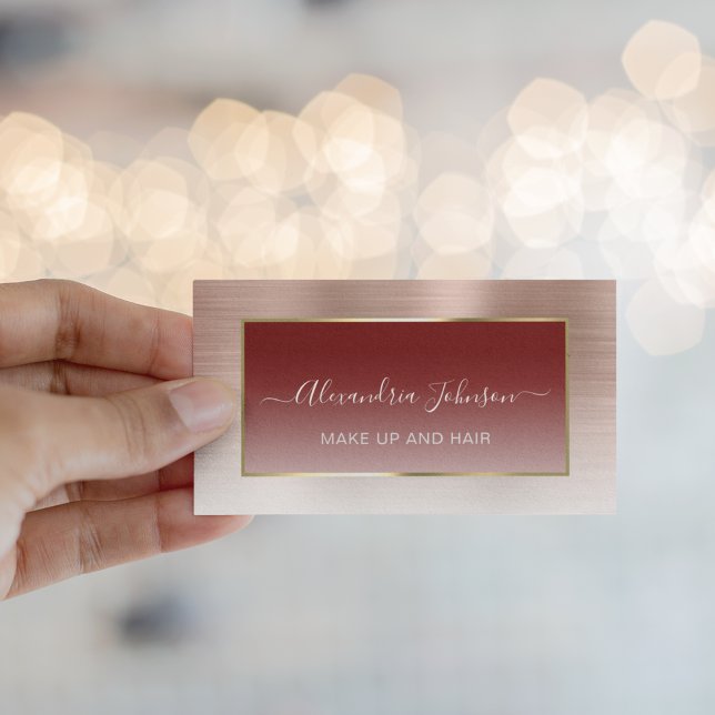Carte D'appel Trendy Rose Gold Ombre maquillage Artiste Cheveux (Trendy Rose Gold Ombre Makeup Artist Hair Business Calling Card)