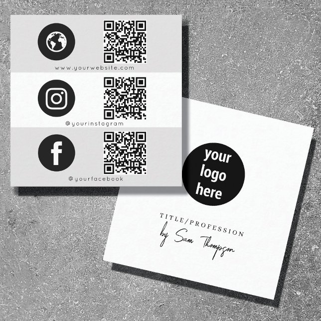 Carte D'appel Triple Icon & QR Code Business Social Media Logo (Triple Icon & QR Code Business Social Media Logo Calling Card)
