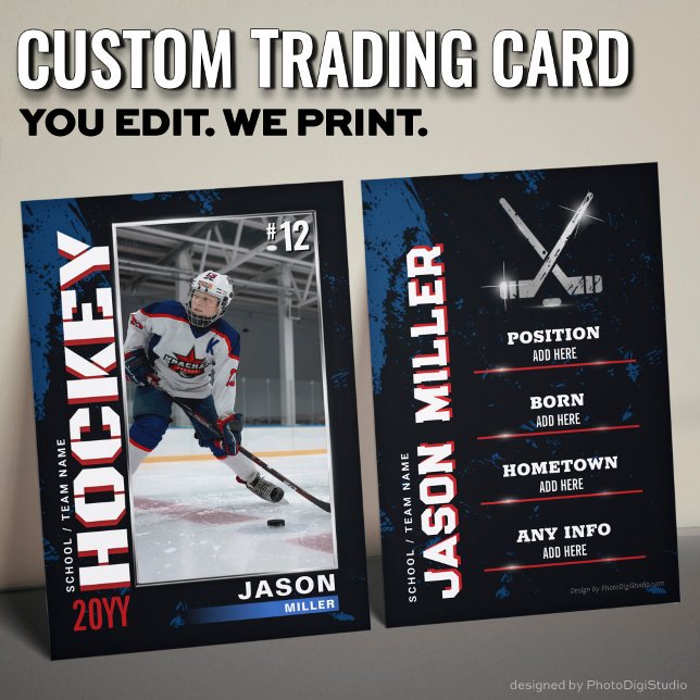Carte D'appel USA Blue Red Hockey Trockey Card Cadeaux de hockey (USA Blue Red Hockey Trading Card Hockey Gifts)