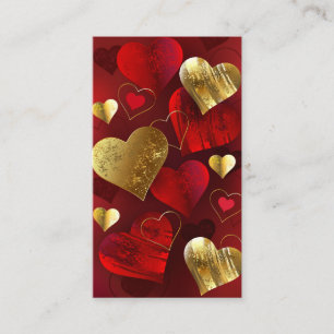 Carte D'appel Valentines dorées et rouges