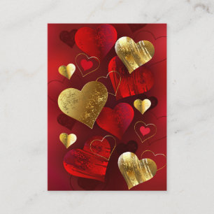 Carte D'appel Valentines dorées et rouges
