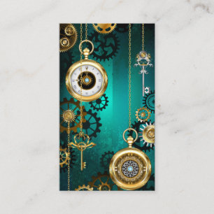Carte D'appel Veille bijoux Steampunk sur un Arrière - plan vert