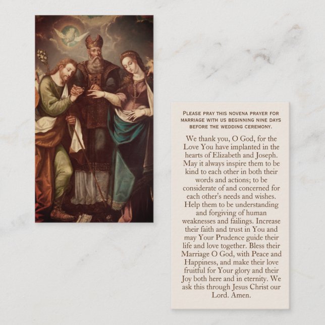 Carte D'appel Vintage Catholic Personalized Wedding Prayer Card (Devant / Derrière)