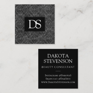 Carte D'appel Vintage Fleur de Lis   Monogramme Grunge Damask