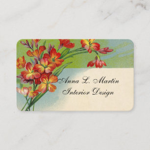 Carte d'appel vintage Red Floral