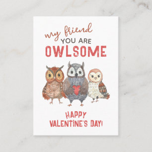 Carte D'appel Vous êtes Magnifique Chouettes Classroom Valentine
